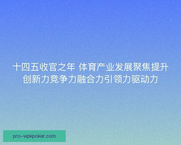 十四五收官之年 体育产业发展聚焦提升创新力竞争力融合力引领力驱动力